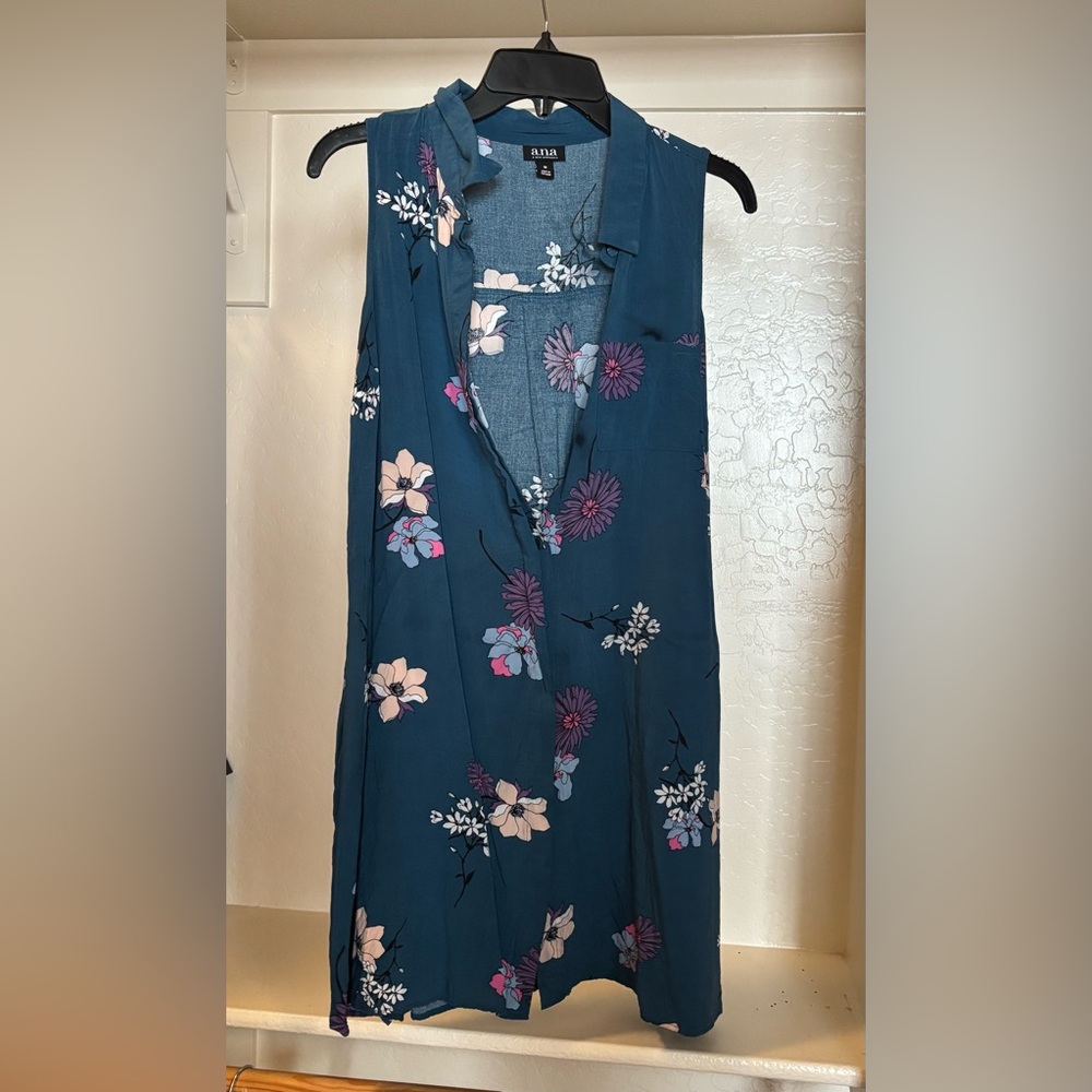 Teal Floral Shirt Dress